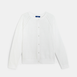 كارديغان محبوك من درز دقيقة بمظهر قزحي، باللون الأبيض للفتيات.